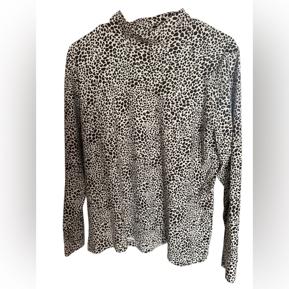 Lands' End Brown and cream Leopard-Print Long Sleeve Top- New without tags